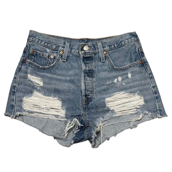 Levi’s 501 High Rise Distressed Denim Shorts | Size W29 - Picture 1 of 5